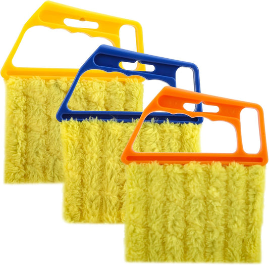 3-Piece Blind Cleaner Duster Tool with 7-Finger Design, Washable Microfiber Window Blind Brush for Wood Blinds, Venetian Shades, Air Conditioner Vents, and Window Tracks