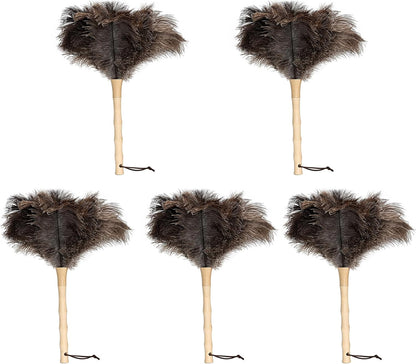 Retractable Ostrich Feather Duster for Cleaning, Fluffy and Natural Feather Duster with Retractable Handle， Reusable Eco-Friendly Handheld Cleaning Supplies (15 inch)