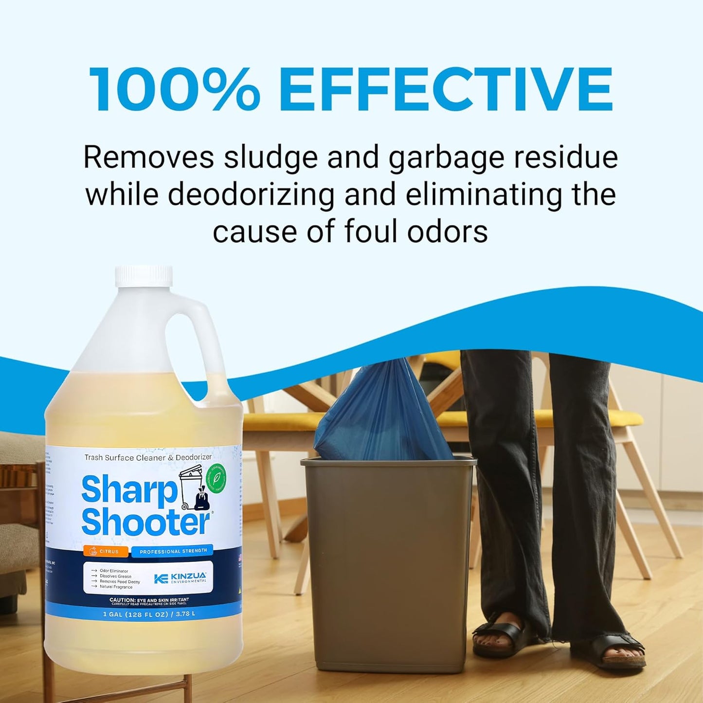 Sharpshooter, Heavy-Duty Trash Can Odor Eliminator & Degreaser, Garbage Surface Cleaner and Deodorizer Foam, Professional-Grade, Fresh Citrus Scent, 32 oz