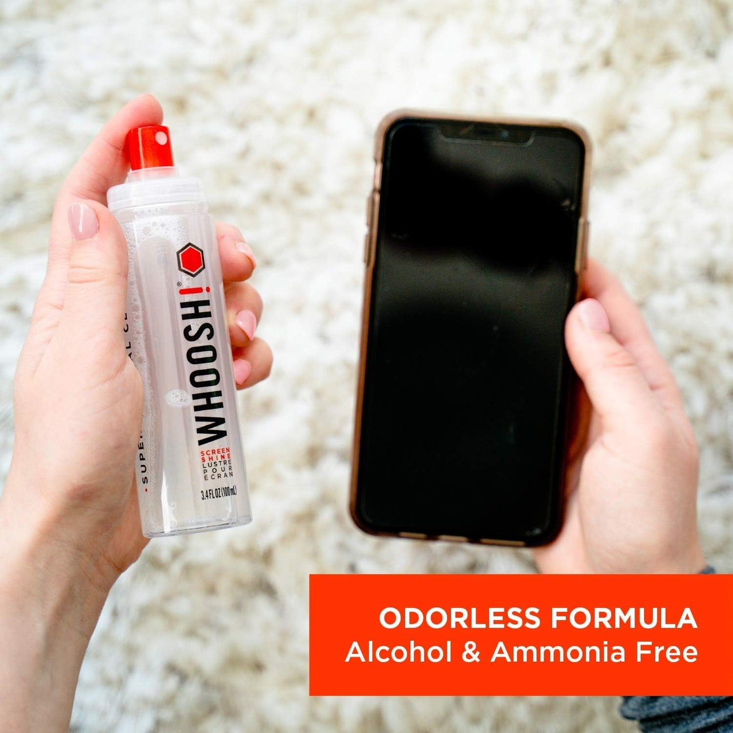 WHOOSH! Screen Shine Duo XL - Screen Cleaner Spray and Wipe for Eyeglasses, Phone & Laptop - Removes Fingerprints - Includes 3.4 oz + 1 oz Leak-Free Bottles & 2 Microfiber Cloths for Home & Travel