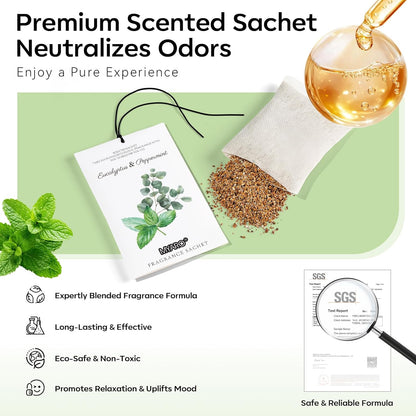 MYARO 12 Pack Fresh Linen Scented Sachets for Drawer, Closet & Car Air Freshener Bags | Odor Eliminator & Fabric Refresher | Crisp, Clean Home Fragrance Gift Set