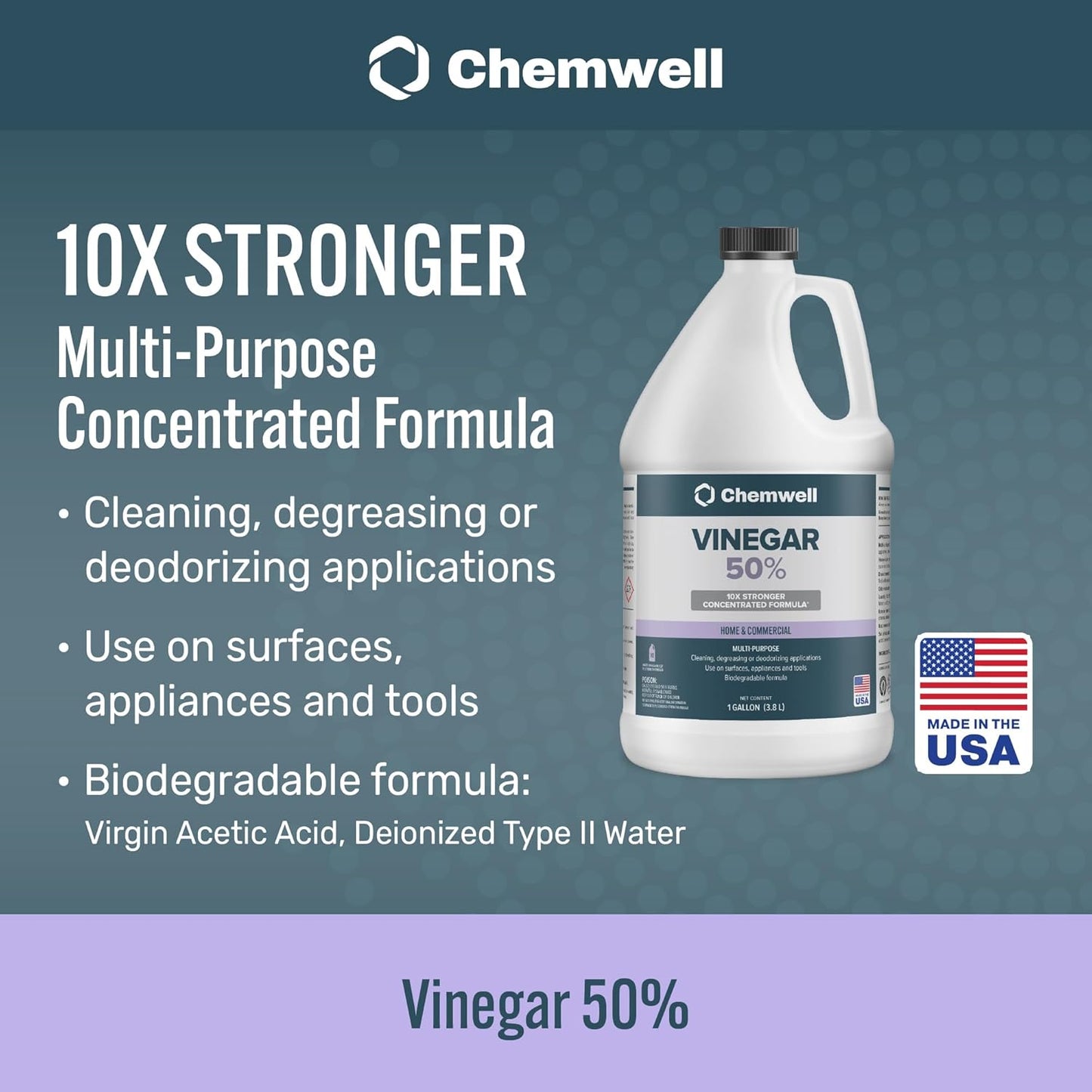 Chemwell 99% Vinegar (32 fl oz) - General Purpose All-Natural Multi-Surface Cleaner for Home, Patio & Commercial - High Performance, Powerful Concentrated Acetic Acid - Made in USA