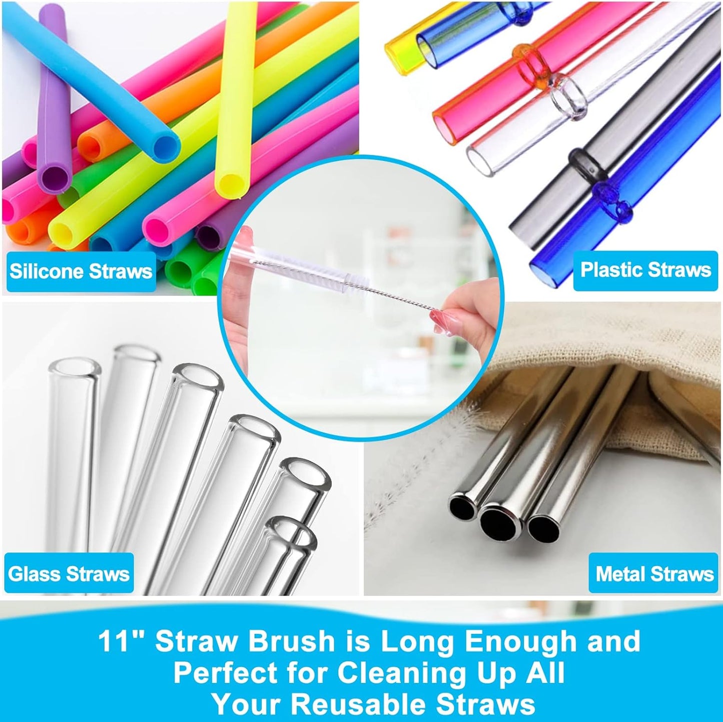 XANGNIER 5 in 1 Bottle Cleaning Brush Set,Multifunctional Water Bottle Brush and Straw Cleaner Brush,Cleaning Tool Kit for Owala/Stanley/Yeti/Simple Modern Tumbler Cup Accessories,Kitchen Gadgets