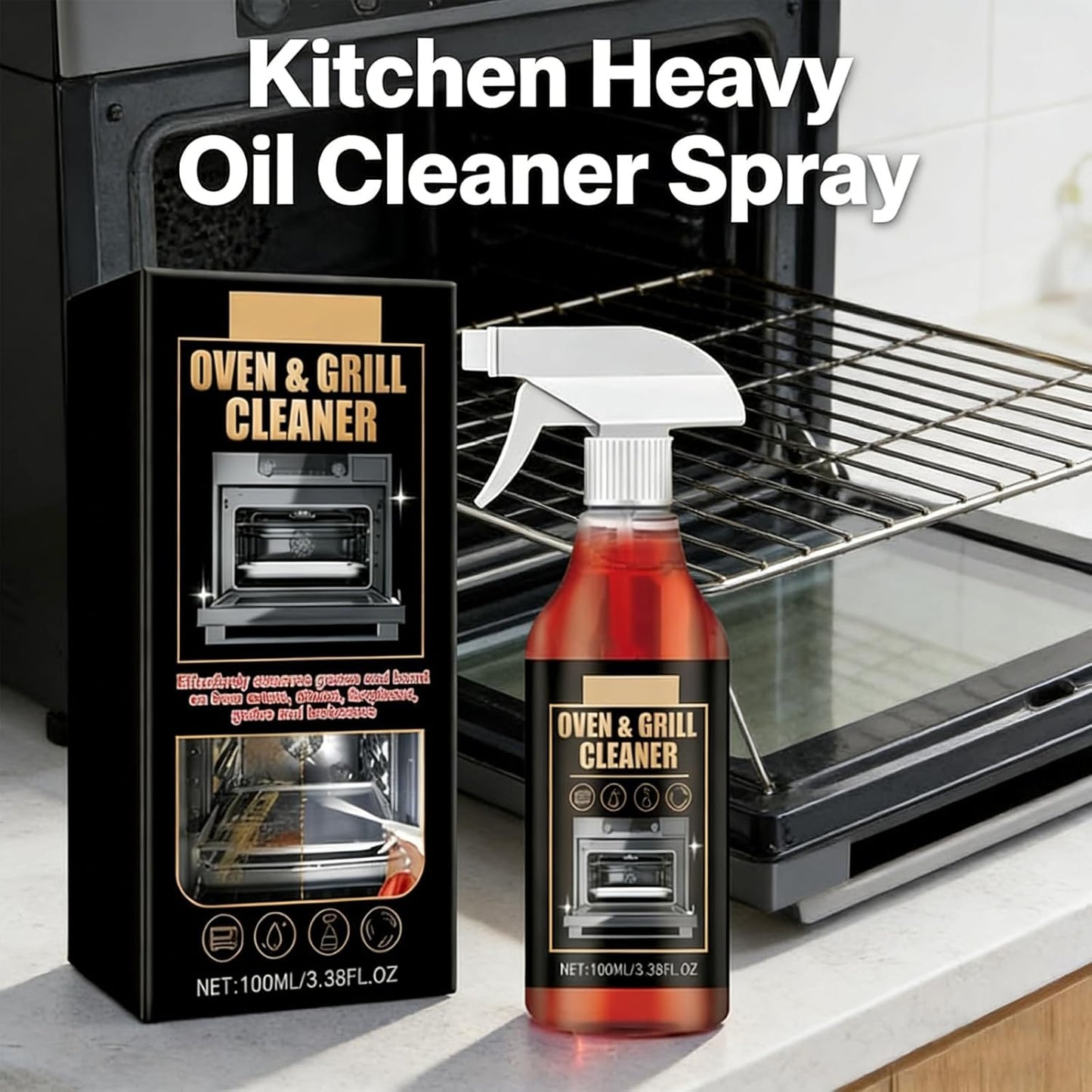 MYSQIHO Kitchen Heavy Oil Cleaner Spray, 100Ml All Purpose Kitchens Heavy Oil Cleaning Agent, Clean Spray Cleaner for Ovens, Countertops, Stovetop (2pcs)