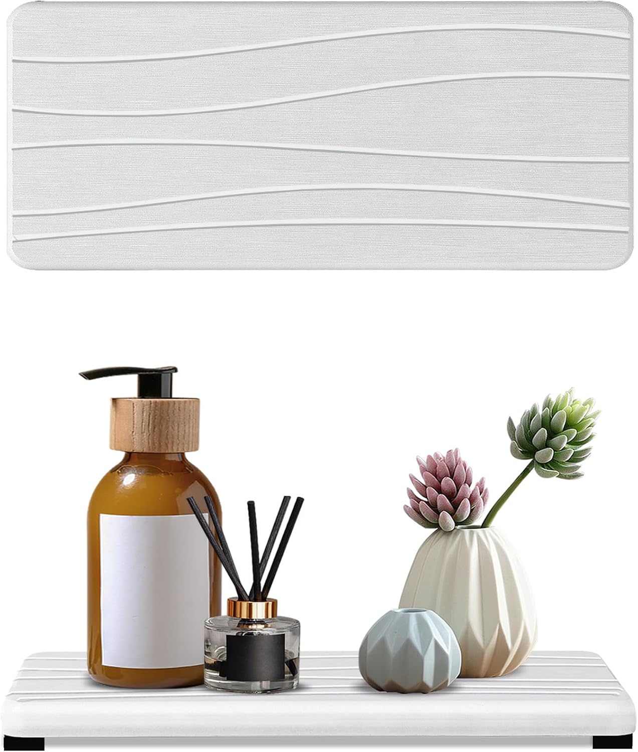 3PCS Water Absorbing Stone Tray, Fast Drying Stone Sink Tray, Stones Soap Trays, Water Absorbent Diatomite Trays, Diatomite Coasters for Kitchen Sink Bathroom Counter, Hand Soap Dish & Holders