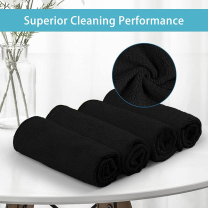 HOMEXCEL Microfiber Cleaning Cloth 210GSM, Pack of 12, Size:11.5" x 11.5", Ultra-Soft, High-Density Non-Abrasive Cleaning Towels for Cars, Glass, Kitchen, Reusable Rags, Blue/Green/Yellow/Pink