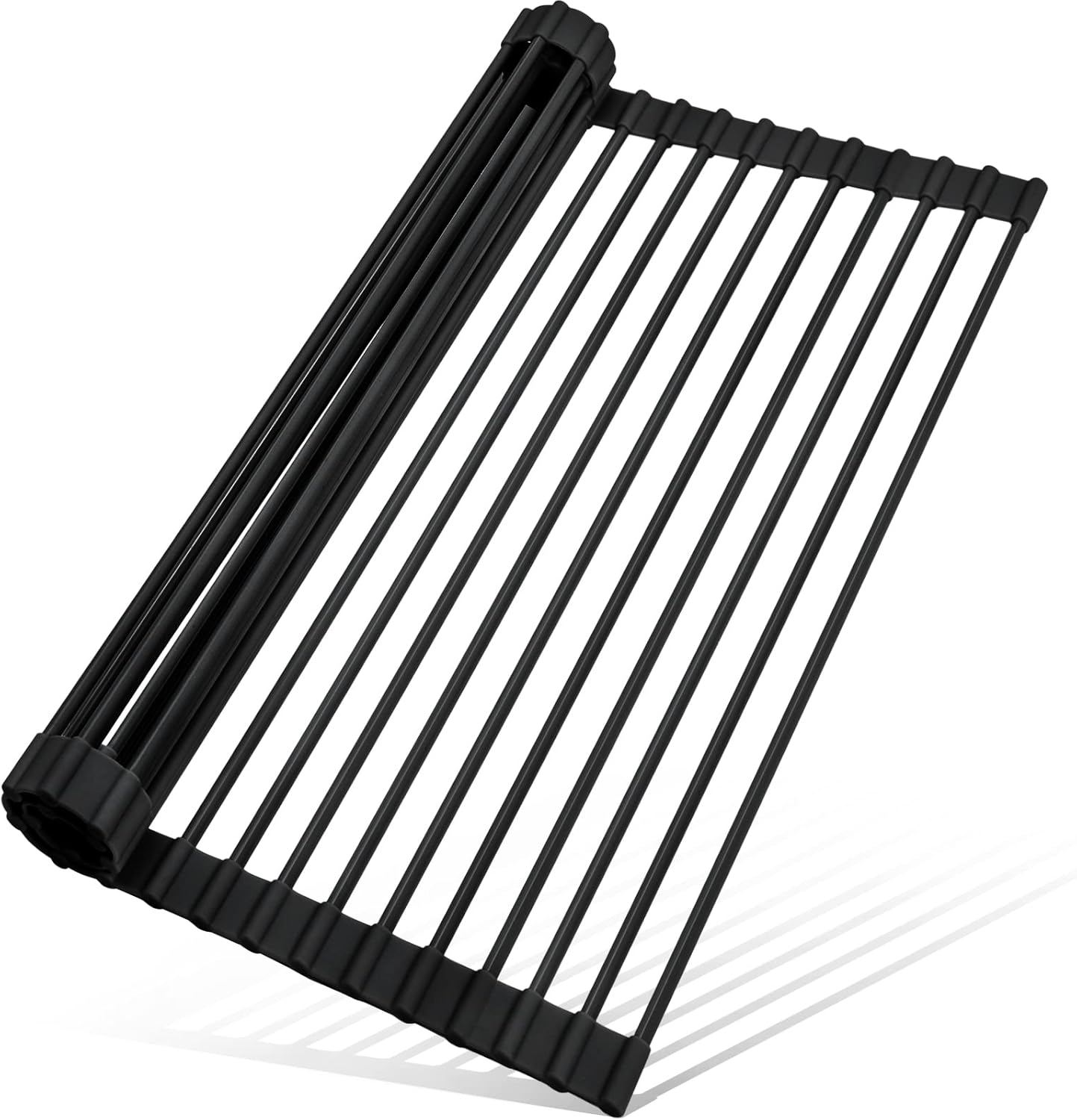 MERRYBOX Triangle Roll Up Dish Drying Rack Over The Sink, 2025 Anti-Rust Sink Drying Rack with Full Silicone Wrapped for Top of Corner, Anti-Slip Organizer for Kitchen