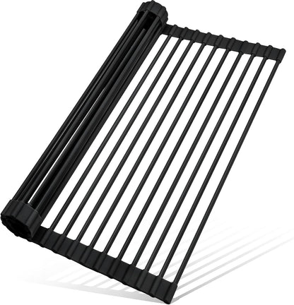 MERRYBOX Triangle Roll Up Dish Drying Rack Over The Sink, 2025 Anti-Rust Sink Drying Rack with Full Silicone Wrapped for Top of Corner, Anti-Slip Organizer for Kitchen