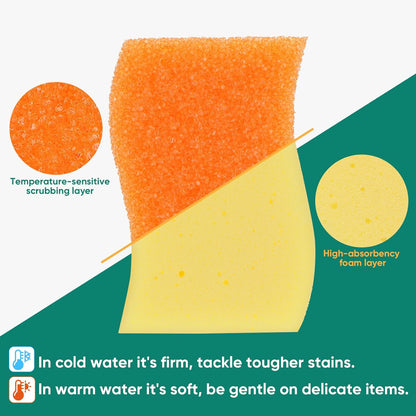 LAUNDRYLUX Scrub Sponge, Dual-Sided Temperature-Responsive Scrubber - Non-Scratch - Multipurpose Dish Sponges for Kitchens, Bathrooms, and Outdoor Use - 3 Pack