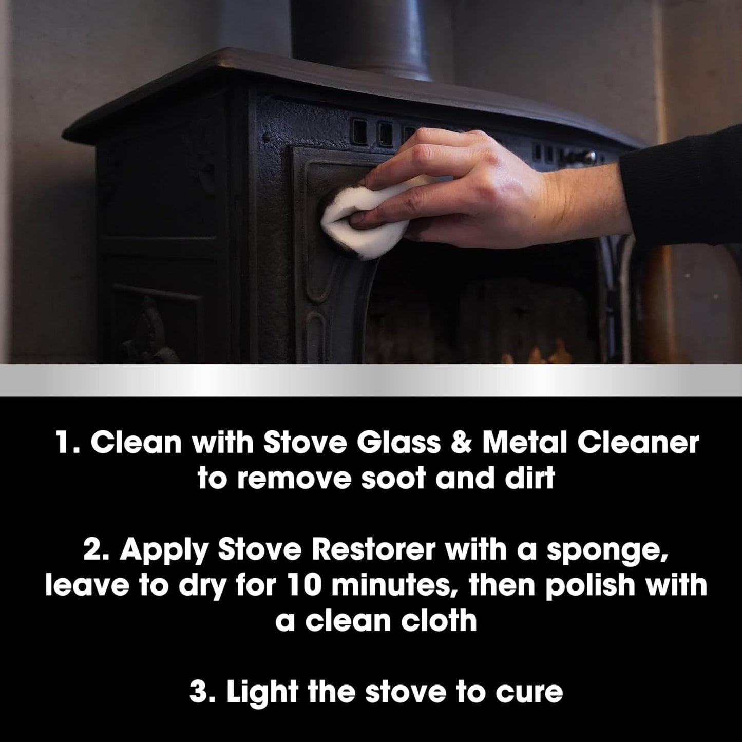 Furniture Clinic Stove Glass & Metal Cleaner - For Log Burner and Fireplace Glass Doors - Removes Soot, Dirt & Ash - Instant Results - 500ml / 17oz