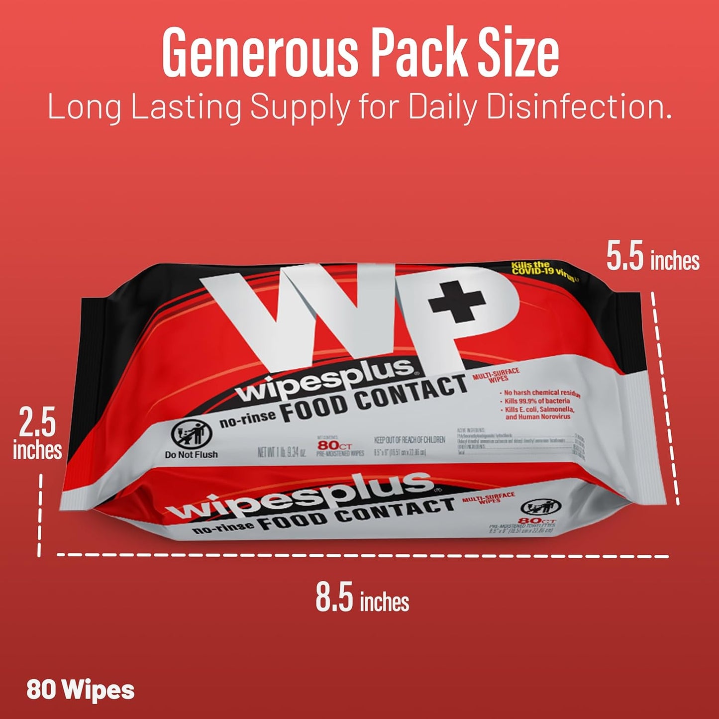 WIPESPLUS Cleaning Wipes All Purpose Food Contact - No Rinse, No Residue, Quick Dry Formula, Disinfecting Wipes For Restaurants, Foodservice, Schools - Canister, 100 Count, (Pack of 12)
