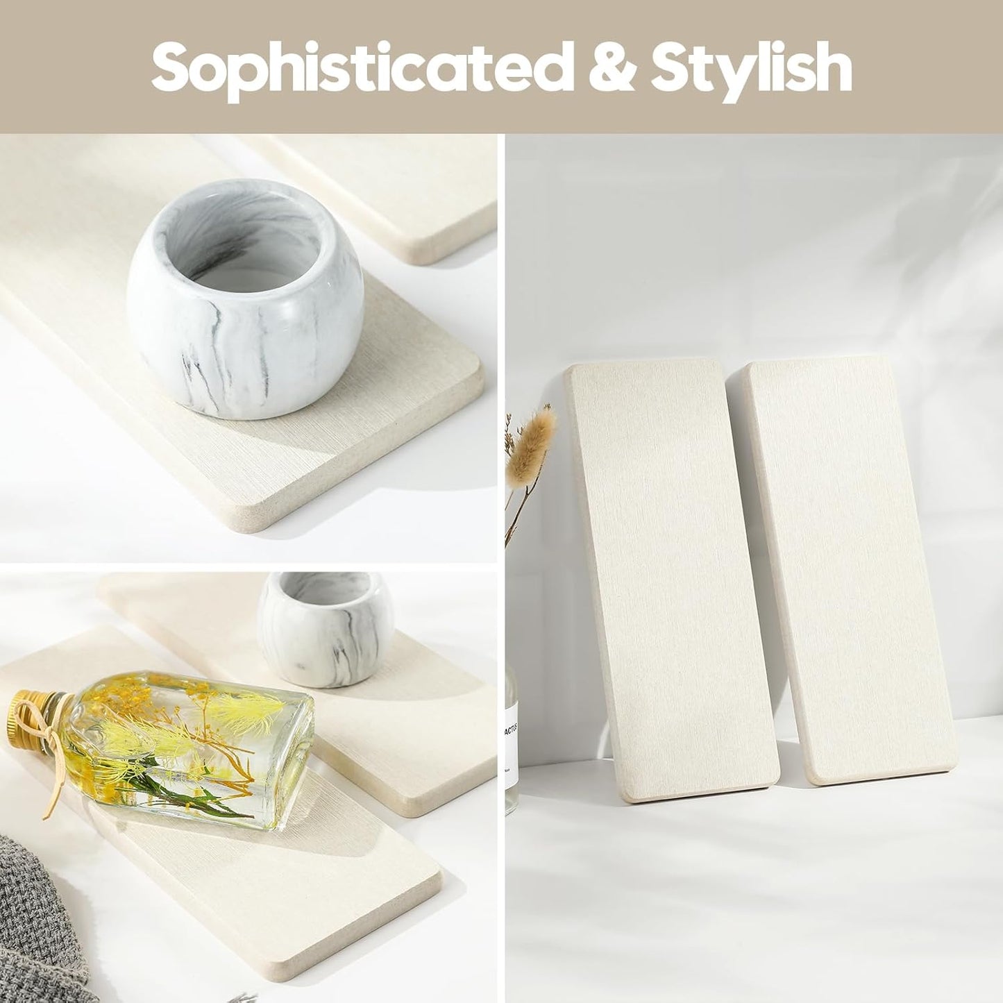 2PCS Water Absorbing Stone Drying Tray for Kitchen Counter & Bathroom Sink, Diatomite Faucet Splash Guard, Soap Dispenser Rack & Sponge Holder Caddy Organizer, Marble White (Printed Pattern), 9"x 3.5"
