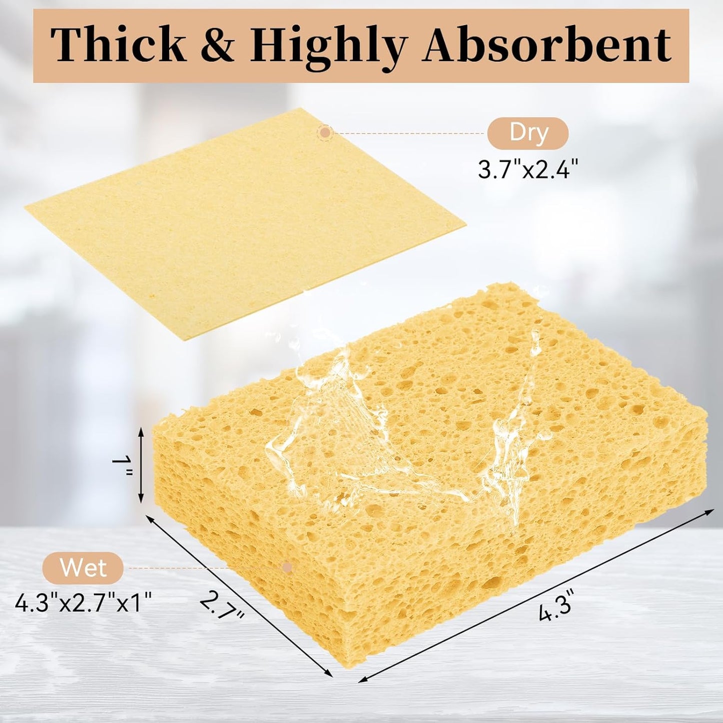 6 Pcs Kitchen Sponges for Dishes Cleaning, Non Scratch for Non Stick Cookware, Compressed Natural Cellulose Sponges, Dish Washing Scrubbers, Scrubbing Pads for Household, Bathroom (Multicolor)