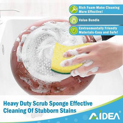 AIDEA XL Sponges Kitchen, 12Count, Non-Scratch Dish Sponges, Large Natural Sponge for Non Stick Cookware, Cellulose Cleaning Sponge for Dishes, Bathroom, Household