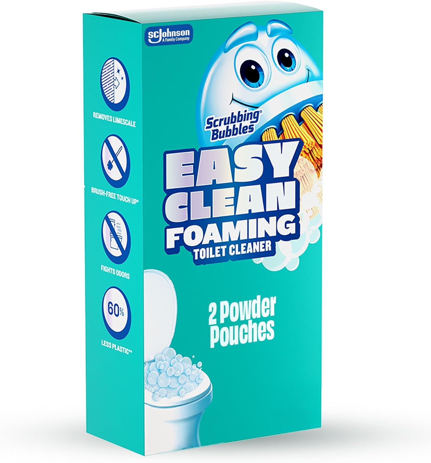 Scrubbing Bubbles Easy Clean Foaming Toilet Bowl Cleaner, Easy Toilet Drop In Powder Pouches, 100g (5 Pouches)
