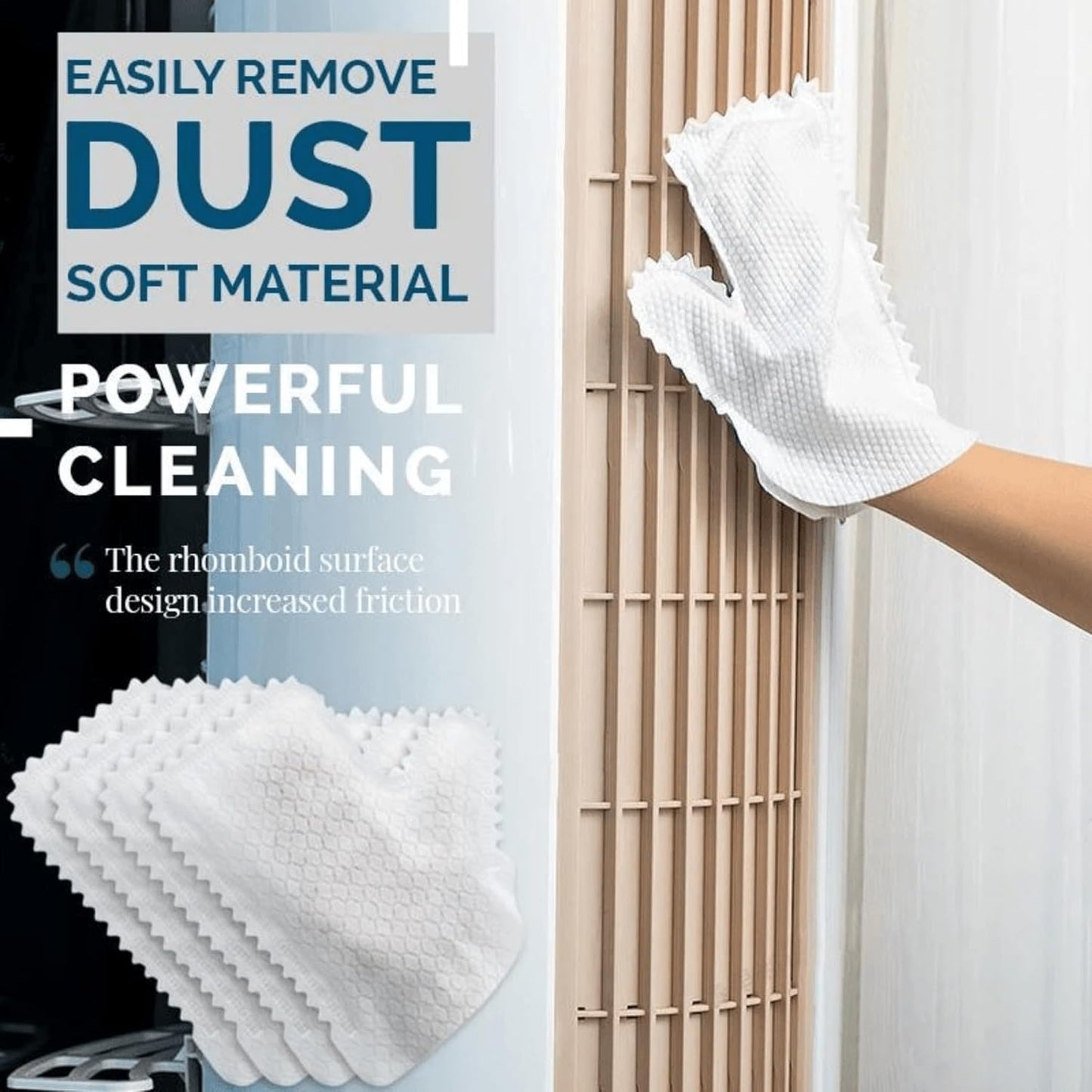 10 Pack Microfiber Dusting Gloves, Reusable Multi-purpose Cleaning Mitts for Housework, Scratch-Free Hand Duster for Blinds, Furniture, Car Interior and Windows, Dry & Wet Dual Use, White
