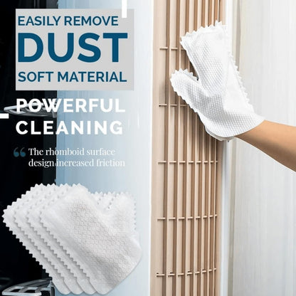 10 Pack Microfiber Dusting Gloves, Reusable Multi-purpose Cleaning Mitts for Housework, Scratch-Free Hand Duster for Blinds, Furniture, Car Interior and Windows, Dry & Wet Dual Use, White