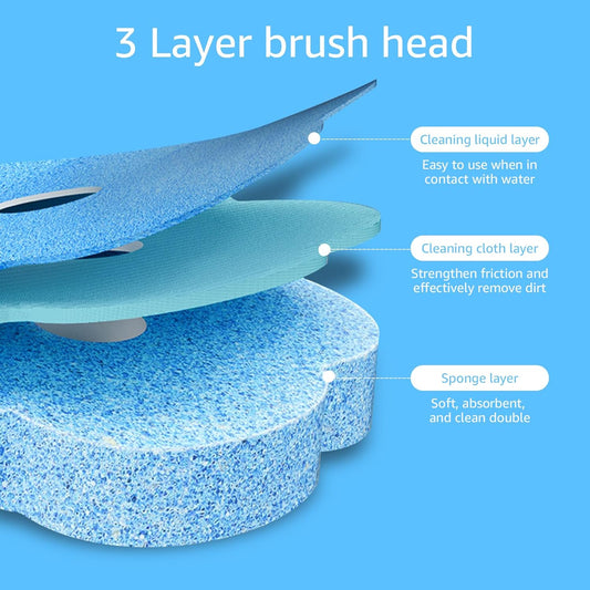 24pcs Toilet Brush Refill Pads Hygienic Sponge Heads Deep Cleaning Scrubbers for Wand Cleaner No Handle