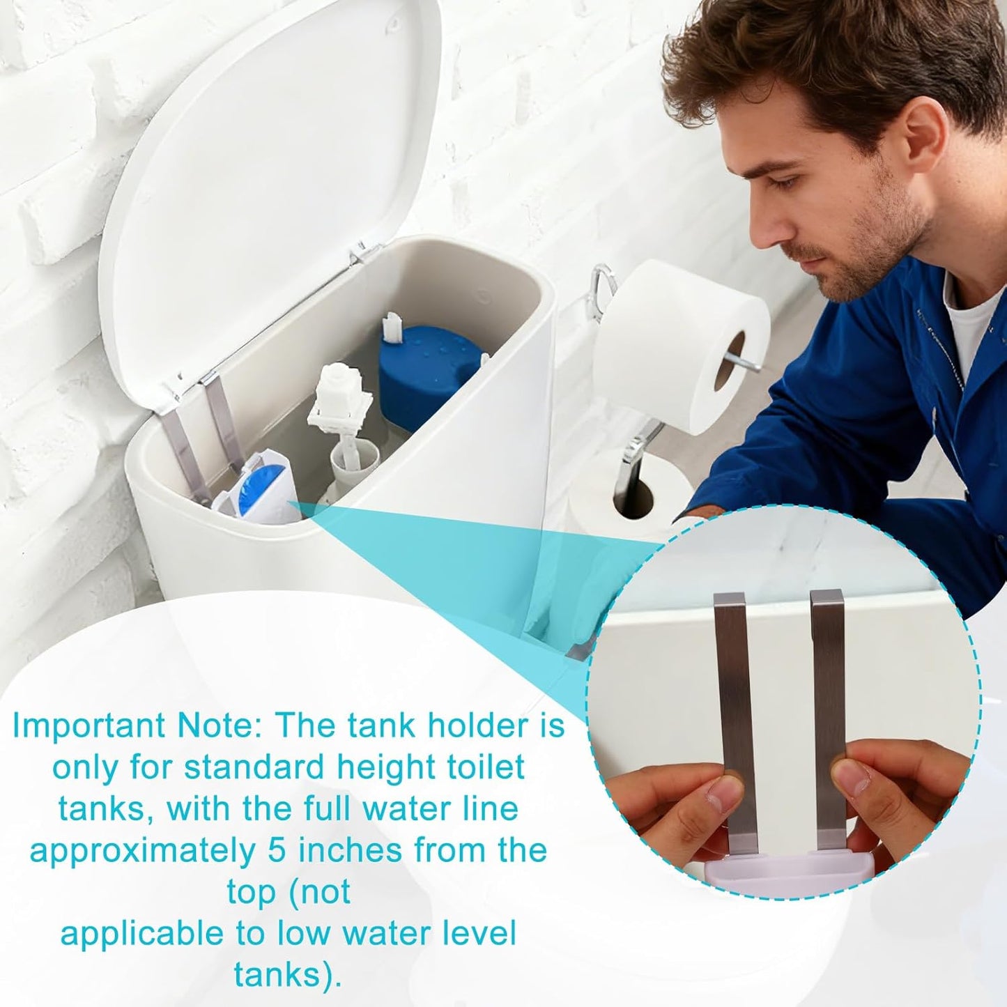2pcs Toilet Tablet Holder, Plastic & Metal Hanging Bowl Cleaning Tablet Brackets Fits Most Standard Toilet Tablets Tanks Caddy Easy to Install (White)