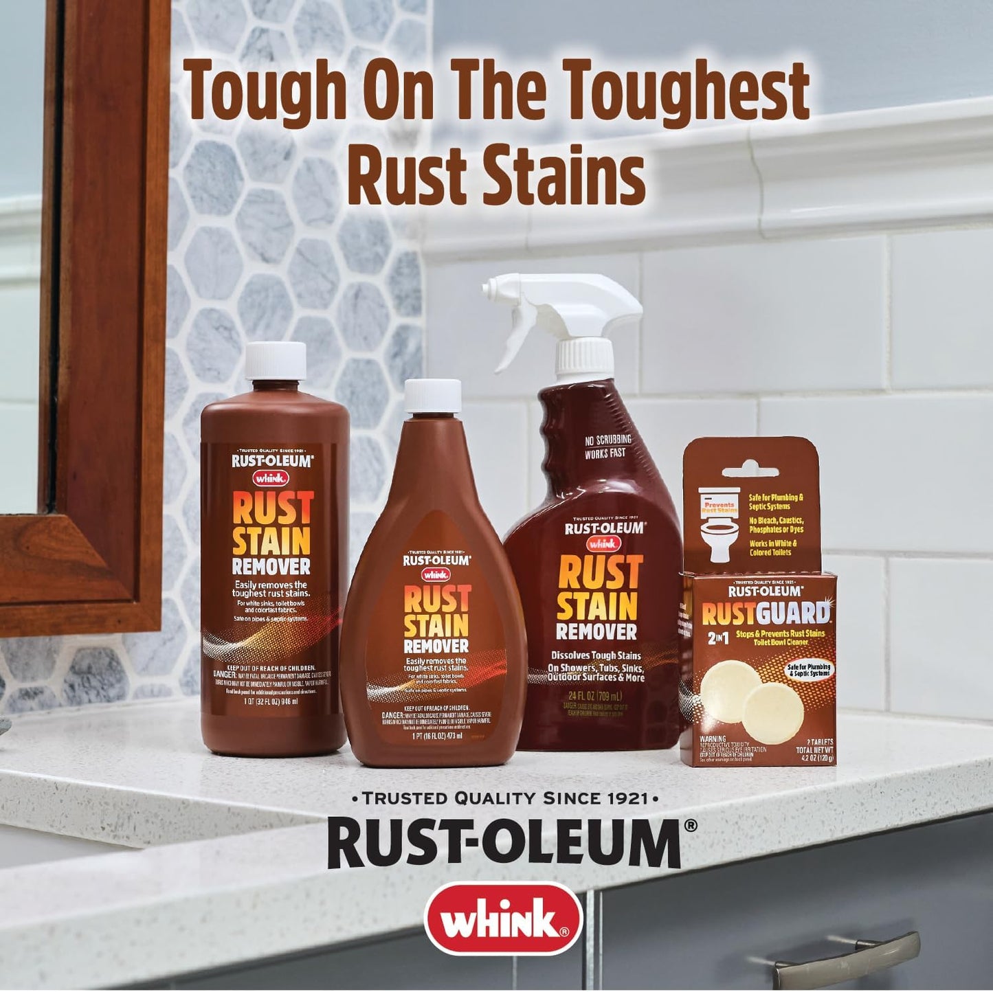 Rust-Oleum RustGuard Rust Stain Remover | Heavy-Duty Iron Stain Remover & Toilet Bowl Cleaner For White & Colored Toilets | 2 Tablet Box