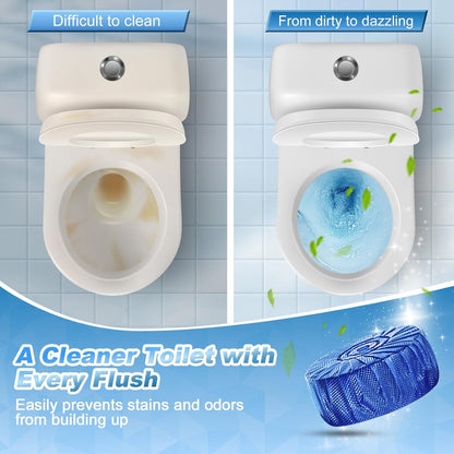 KIISIISO Automatic Toilet Bowl Cleaner Tablets Blue 30 Pack, Drop-In Tank Cleaner for Bathroom, Prevent Stains & Deodorize, Septic Safe, Long-Lasting Cleaning Tabs - Fresh Scent