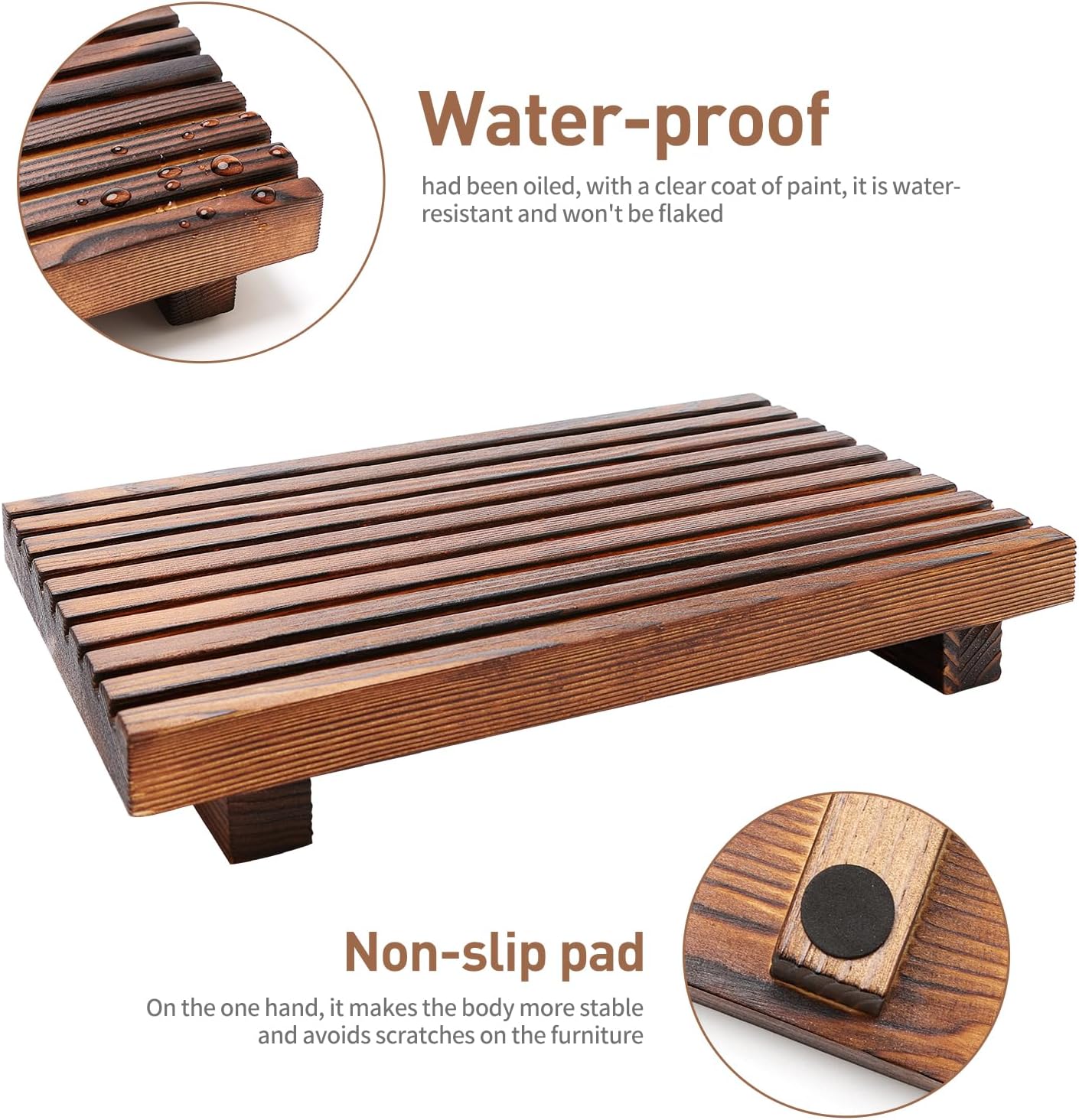 Renawe Small Kitchen Sink Soap Tray for Counter Soap Dish Dispenser Holder Wooden Risers Stand for Bathroom Decor Farmhouse Wood Pedestal Kitchen Accessories Countertop Vanity Counter Decorative Tray