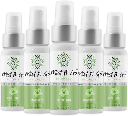 Mist N’ Go by Omaze Travel Bathroom Spray for Toilet Spray Odor Eliminator - Travel Toilet Spray for Bathroom Air Freshener Spray for Bathroom Deodorizer - Clean Mix, Travel Size (1oz x2)