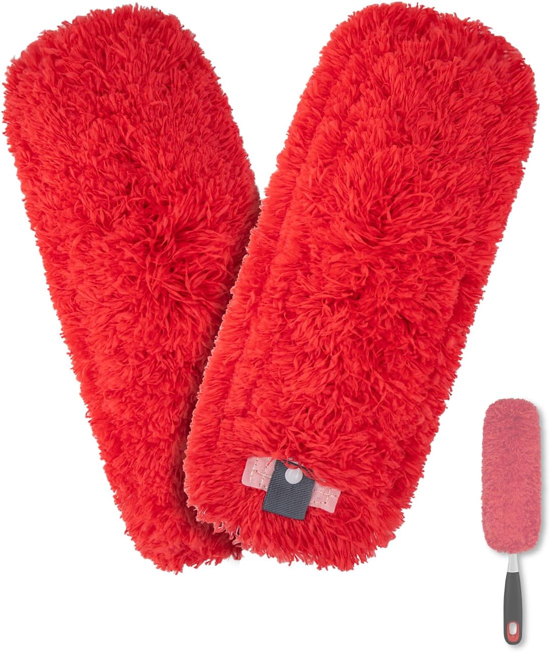 Microfiber Duster Refills Compatible with OXO Good Grips Hand Duster, Reusable Dusters Refill Washable Head Replacement for OXO Extendable Dusters for Cleaning -4 Pack, Red