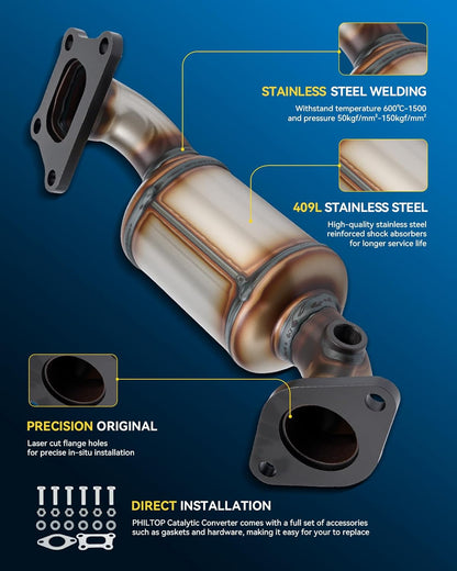 PHILTOP Left and Right Catalytic Converter Replacement For 2005-2010 300 2.7/3.5L V6 RWD, 2006-2010 Charger 2.7/3.5L V6 RWD, 2005-2008 Magnum 2.7/3.5L V6 RWD Replace 55434, 55433 (EPA Compliant) - Colors A