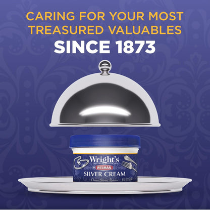 Wright's by Weiman Silver Cleaner and Polish Cream with Polishing Cloth, Ammonia-Free, Gently Clean & Remove Tarnish without Scratching