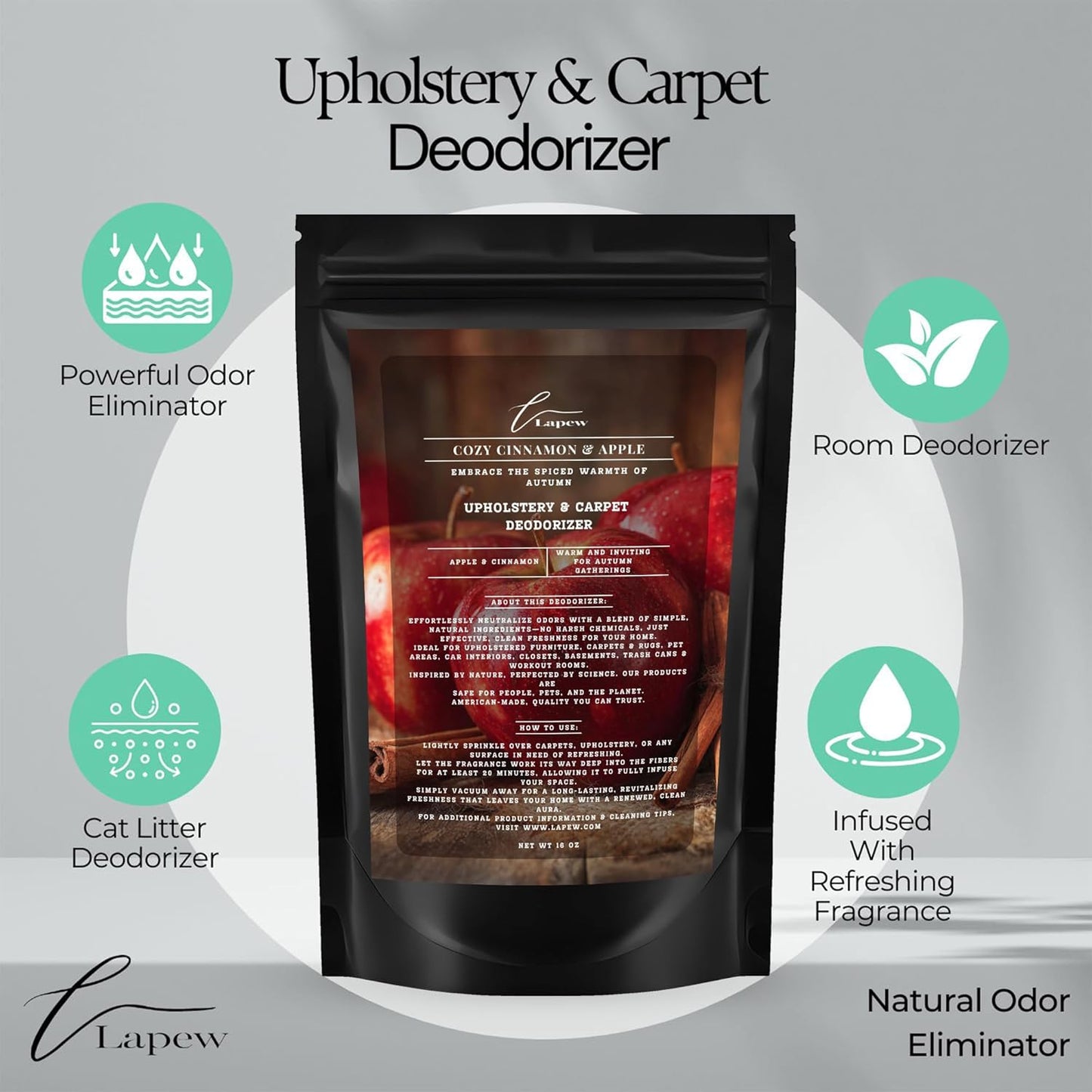 Lapew Black Sea Scented Cleaning Bundle | Carpet Deodorizer Powder (16 oz) & Mop Soap Concentrate (36 oz) | Pet-Friendly Odor Eliminator - Colors A