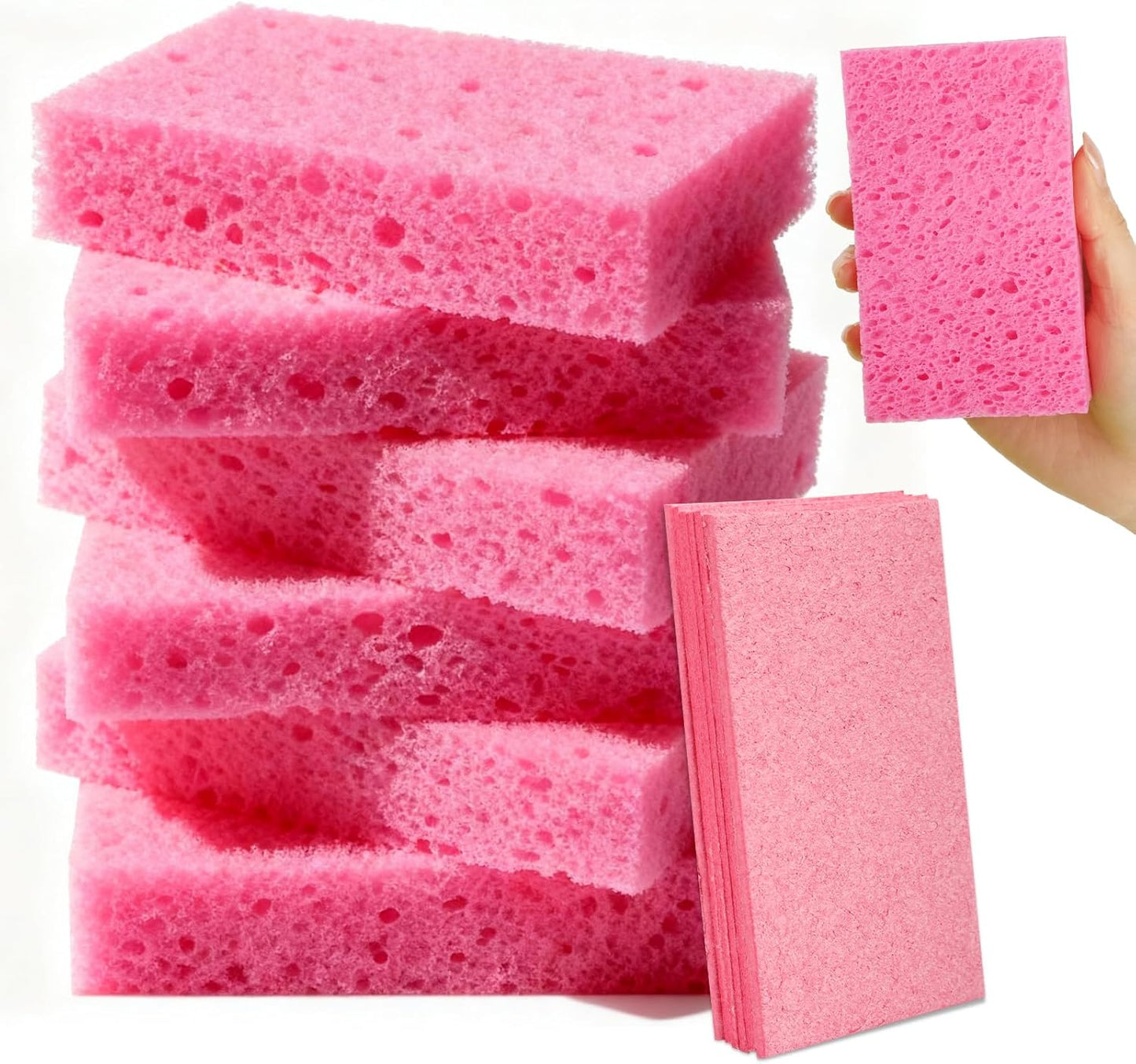 6 Pcs Kitchen Sponges for Dishes Cleaning, Non Scratch for Non Stick Cookware, Compressed Natural Cellulose Sponges, Dish Washing Scrubbers, Scrubbing Pads for Household, Bathroom (Multicolor)