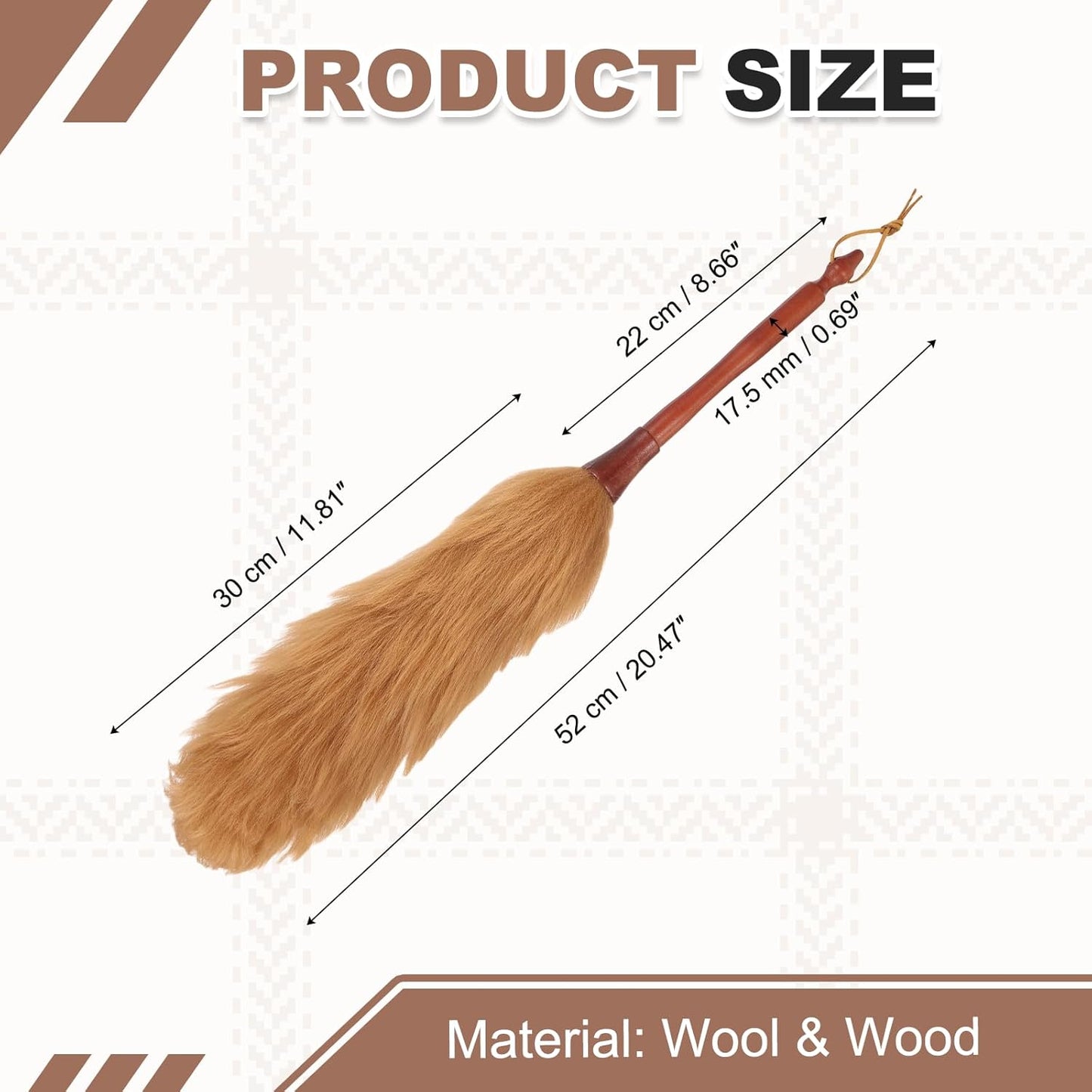 uxcell Wool Duster, 14.2" Natural Feather Cleaner Household Cleaning Duster with Solid Wooden Handle for Cleaning Fans Window Blinds Shelves Furniture, Pink