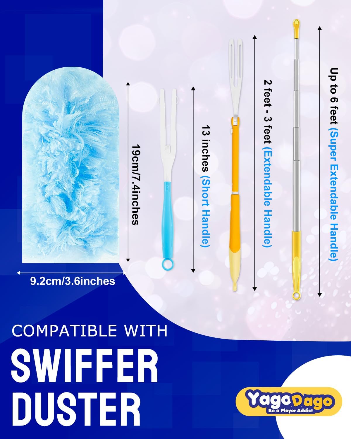 20 Count Duster Refill Compatible with Swiffer Hand Duster, Lavender Flavor Disposable Heavy Duty Duster Refills, Dusters Refills for Cleaning, Blinds & Ceiling Fan (Handle is Not Included)