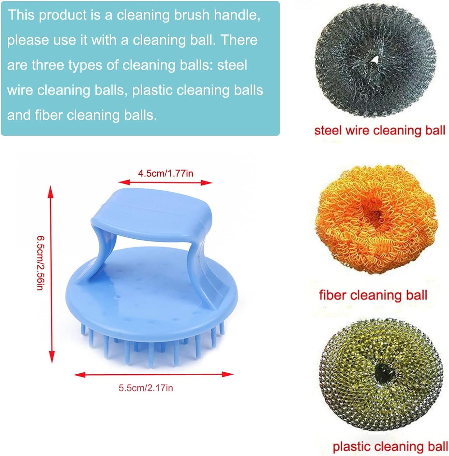 6 Pack Stainless Steel Scrubber Handle Attachment Universal Steel Wool Srubber Handle Grips for Stainless Steel Scourer Metal Wire Scrubbing Sponges Scouring Pads Plastic Nylon Dish Scrubbers