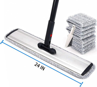 Microfiber Mop 18 in Large Flat Mops for Floor Cleaning with 4 Premium Pads Hardwood for Cleaning Wet Mop