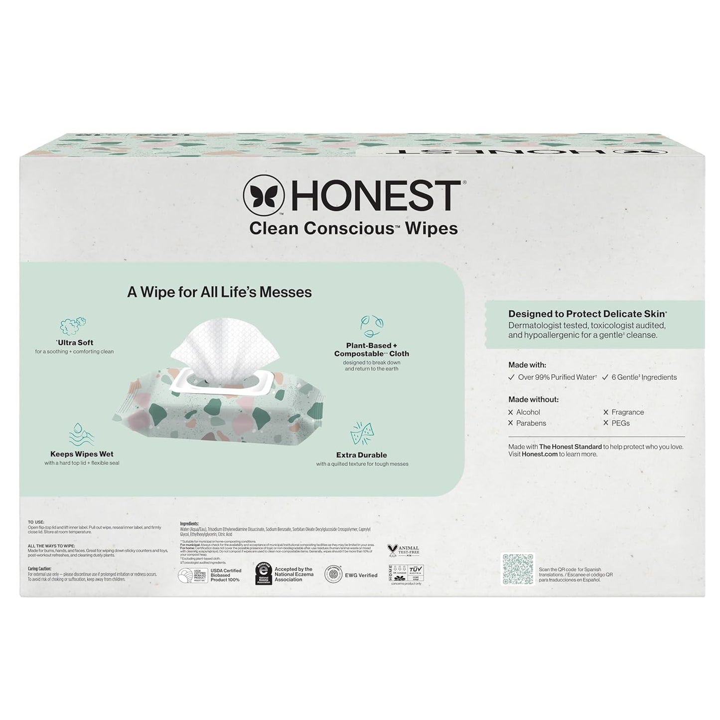 The Honest Company Hypoallergenic Multi-Use Baby Wipes for Sensitive Baby Skin, Rose Blossom, 60 Count
