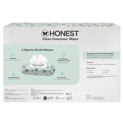 The Honest Company Hypoallergenic Multi-Use Baby Wipes for Sensitive Baby Skin, Rose Blossom, 60 Count