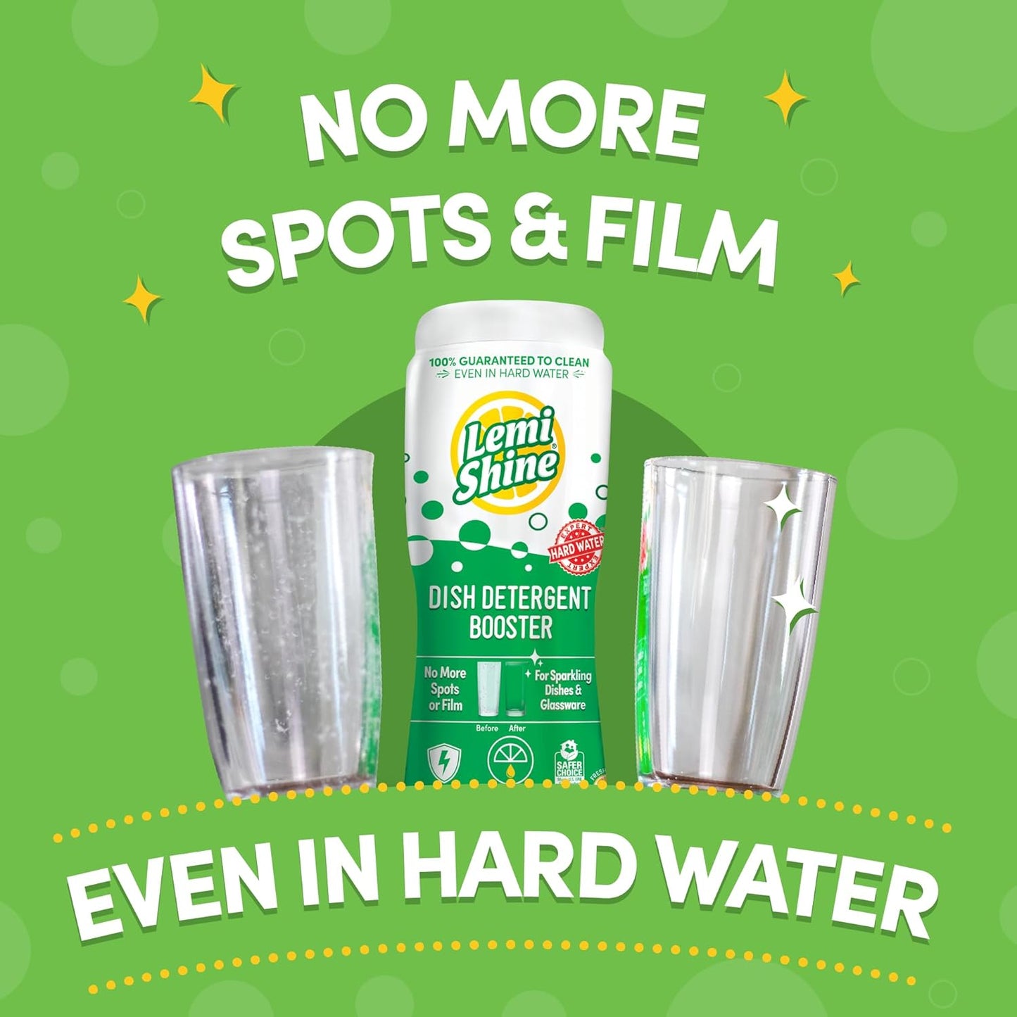 Lemi Shine Natural Dish Detergent Booster - Hard Water Stain Remover - Multi-Use Citric Acid Cleaner - 24 oz (2 Pack)