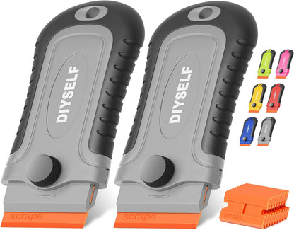 DIYSELF 1 Pack Razor Blade Scraper with 15 Extra Blades, Scraper Tool for Cleaning Window, Paint, Cooktop, Oven, Glass Stove Top Scraper, Razor Scraper with Buit-In Blade Storage