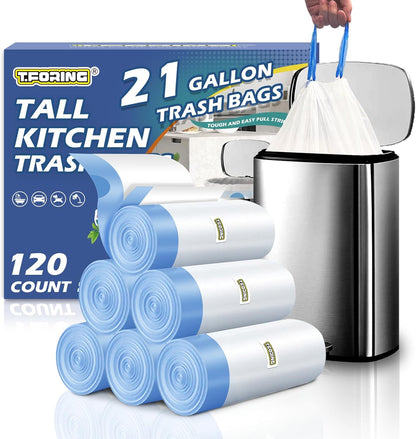 3 Gallon Trash Bags Drawstring 0.96 Mil - 120 Count 12 Liter Small Garbage Bags for Bathroom, Strong White Unscented Plastic Wastebasket Bin Liners for Toilet Office and Bedroom