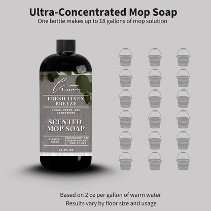 Lapew Santal Scented Mop Soap - Luxury Floor Cleaner Concentrate for Mopping Tile, Laminate, Vinyl & Hardwood | Streak-Free, Low-Foam | 36 oz - Colors A