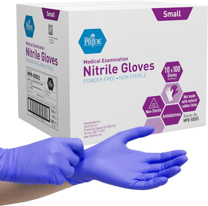 MedPride Powder-Free Nitrile Exam Gloves, Large, Large (Pack of 100)