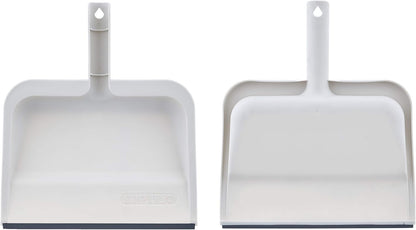 Superio Clip-On Dustpan with Rubber Lip - 10-inch Wide Durable Plastic Dust Pan with Comfort Grip Handle, White, 1-Pack