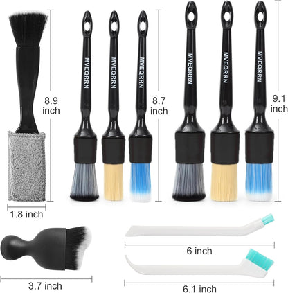 10PCS Car Detailing Brush Set,Boars Hair Car Cleaning Detail Brush kit,Ultra Soft No Scratch Car Dust Brush,Car Interior Detailing Brushes Kit,Detail Brushes Car Detailing for Interior Exterior(gold)