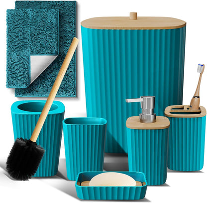 Clara Clark Bathroom Set - Sage Green Bathroom Accessories Set, 6PC Bathroom Accessory Set, Bathroom Sets with Toilet Brush, Trash Can & Soap Dispenser