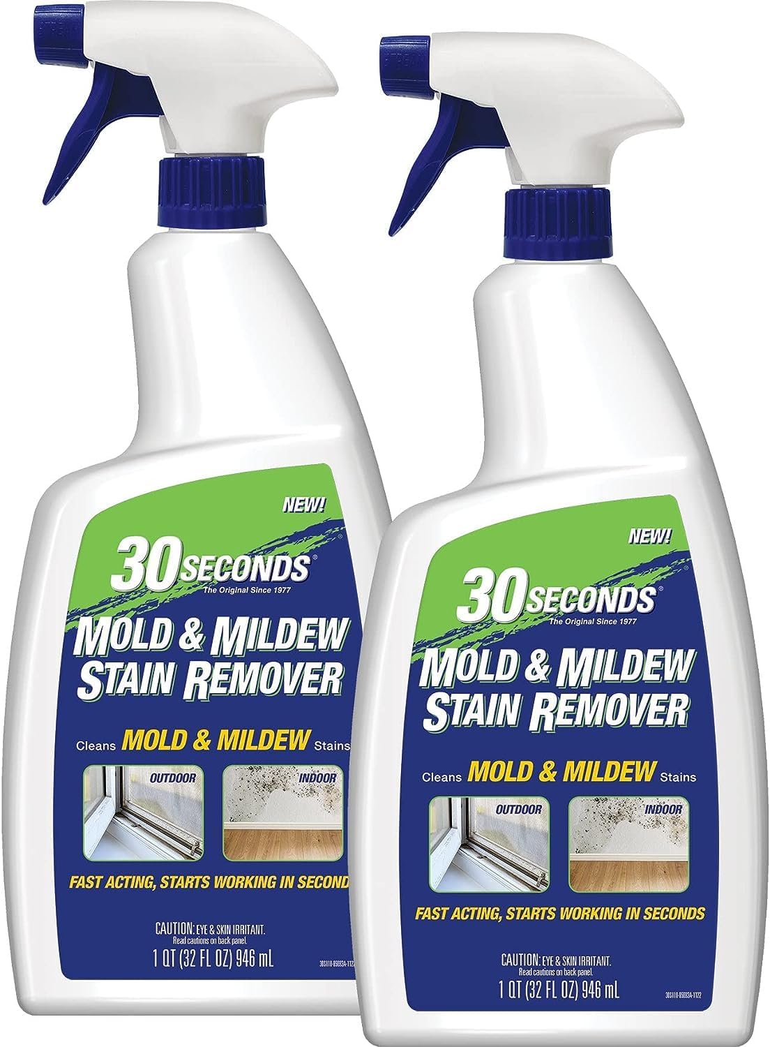 30 SECONDS Mold & Mildew Stain Remover Spray- Indoor & Outdoor Use - 2 Pack (2)