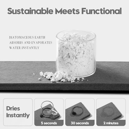 2PCS Water Absorbing Stone Drying Tray for Kitchen Counter & Bathroom Sink, Diatomite Faucet Splash Guard, Soap Dispenser Rack & Sponge Holder Caddy Organizer, Marble White (Printed Pattern), 9"x 3.5"