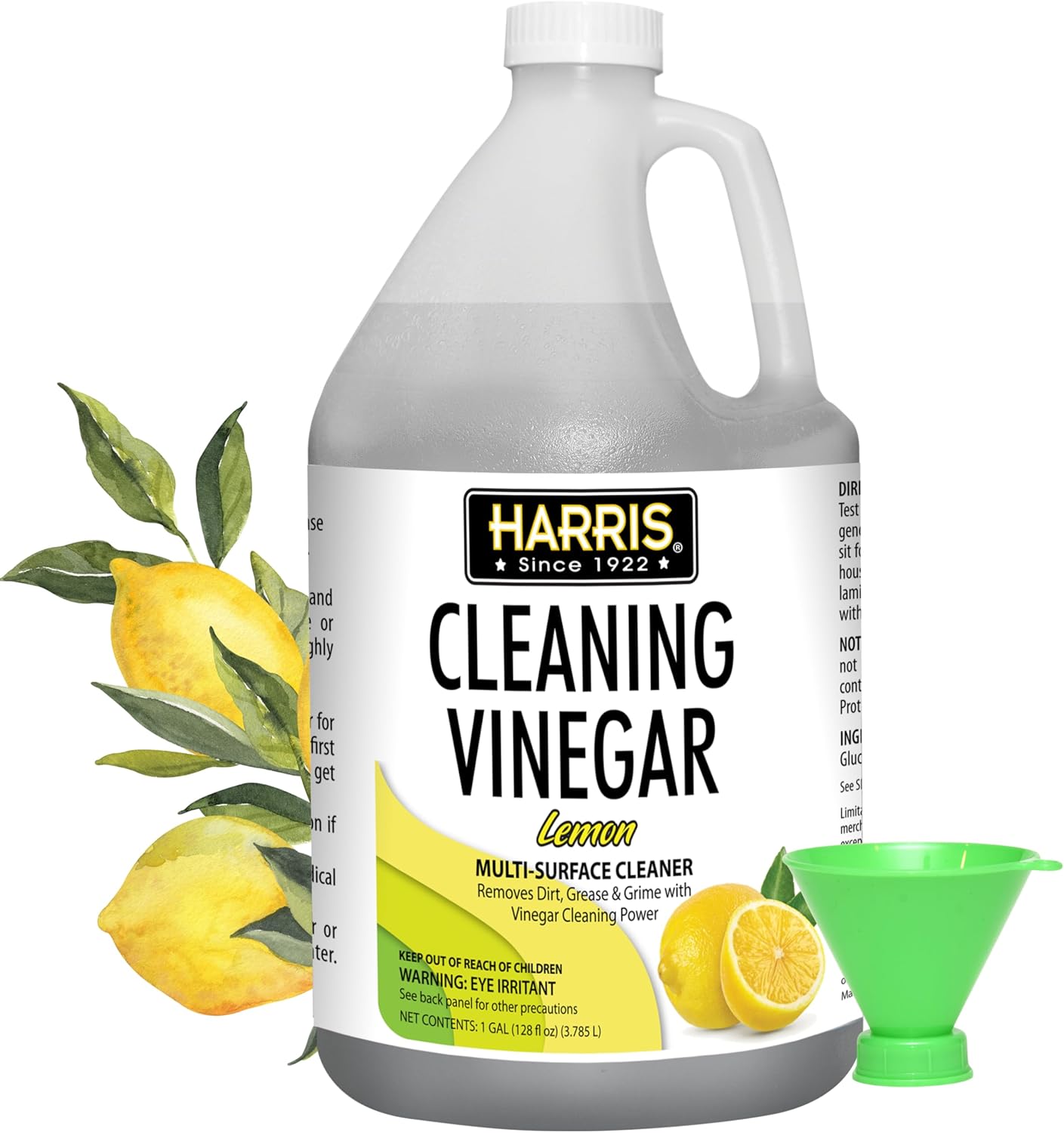 Harris Multi-Purpose Vinegar Household Surface Cleaner, Orange Scent, 128oz, Easy Pour Funnel Included