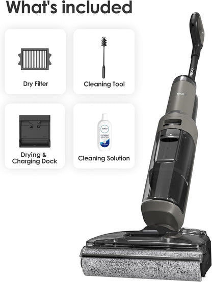 Tineco Floor ONE i5 Stretch Wet Dry Vacuum Cleaner, Vacuum & Mop in One Step, 20kpa Powerful Suction, 180° Lay-Flat Design, Anti-Tangle Design, Dual-Sided Edge Cleaning, Up to 30* Minutes Runtime